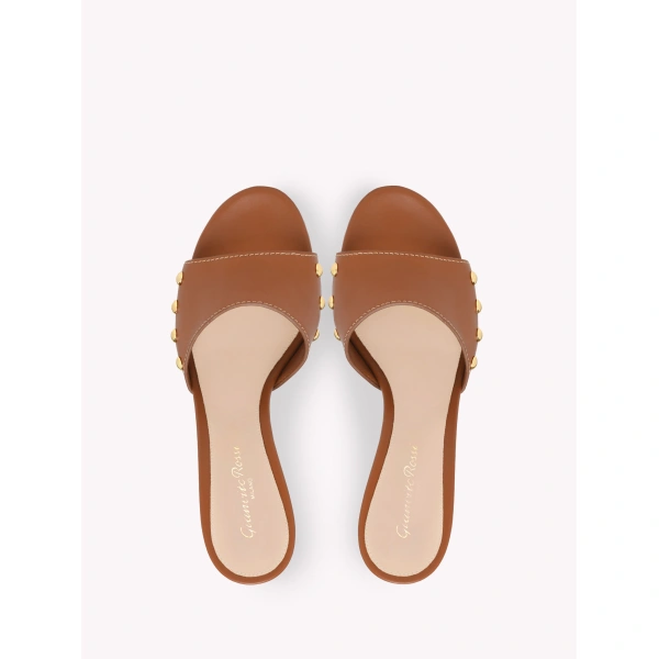 Gianvito Rossi Avelin Mules in Brown Leather, view 3 | Mules
