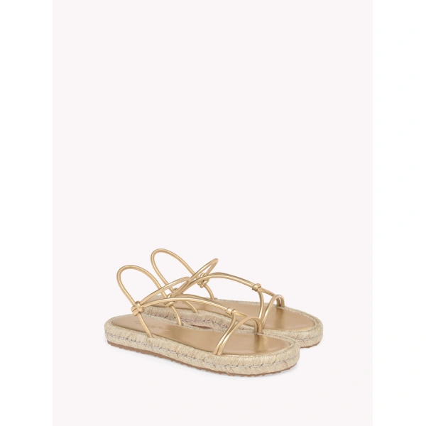 Gianvito Rossi Bali Flat Sandals in Gold Nappa, view 2 | Sandals