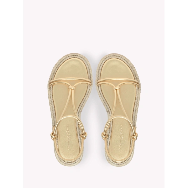 Gianvito Rossi Bali Flat Sandals in Gold Nappa, view 3 | Sandals