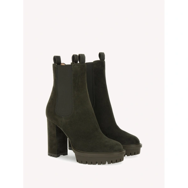 Gianvito Rossi Barry Ankle Boots in Dark Olive, view 2 | Ankle Boots