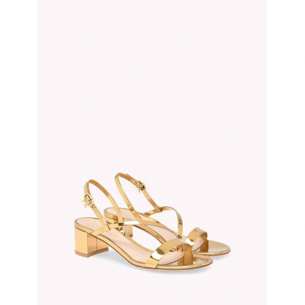 Gianvito Rossi Betsey Sandals in Gold Leather, view 2 | Sandals