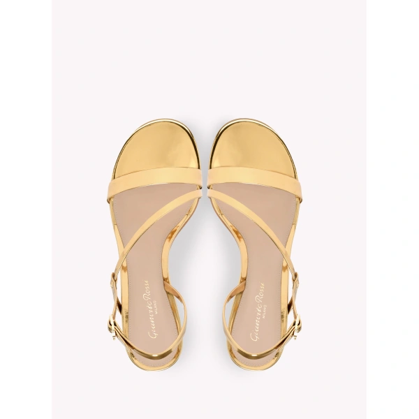 Gianvito Rossi Betsey Sandals in Gold Leather, view 3 | Sandals