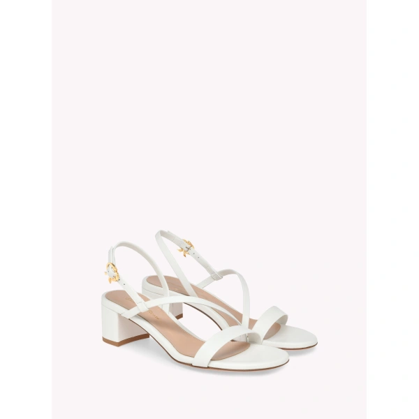 Gianvito Rossi Betsey Sandals in White Nappa, view 2 | Sandals