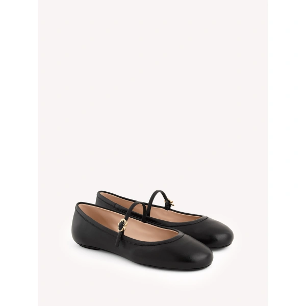 Gianvito Rossi Carla Flats in Black Nappa, view 2 | Flats