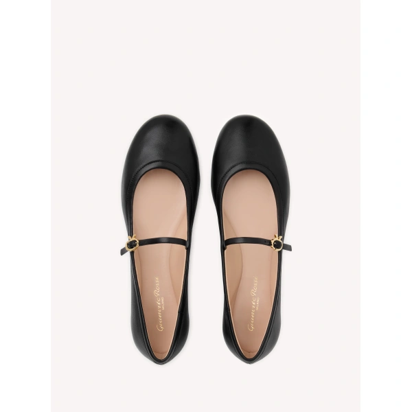 Gianvito Rossi Carla Flats in Black Nappa, view 3 | Flats