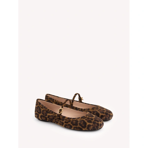 Gianvito Rossi Carla Flats in Leopard Print Suede, view 2 | Flats