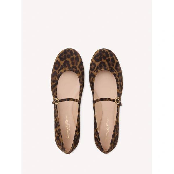 Gianvito Rossi Carla Flats in Leopard Print Suede, view 3 | Flats