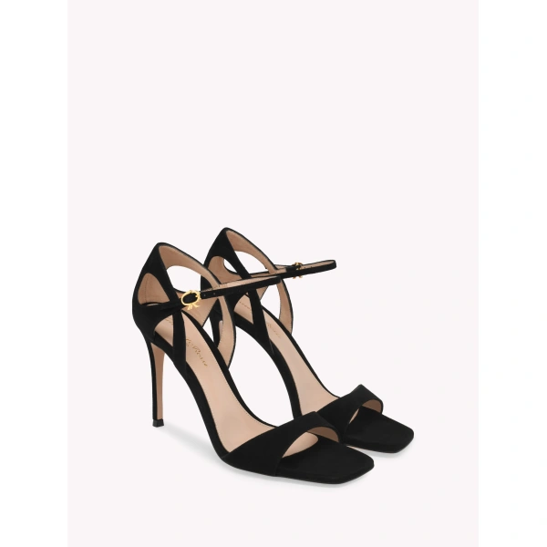 Gianvito Rossi Charlotte Sandals in Black Suede, view 2 | Sandals