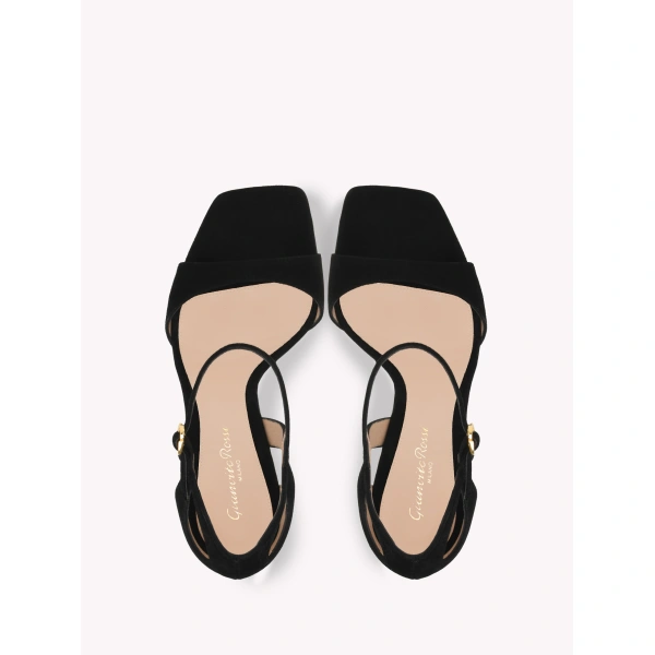 Gianvito Rossi Charlotte Sandals in Black Suede, view 3 | Sandals