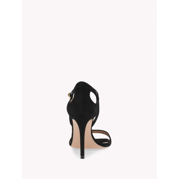 Gianvito Rossi Charlotte Sandals in Black Suede, view 4 | Sandals