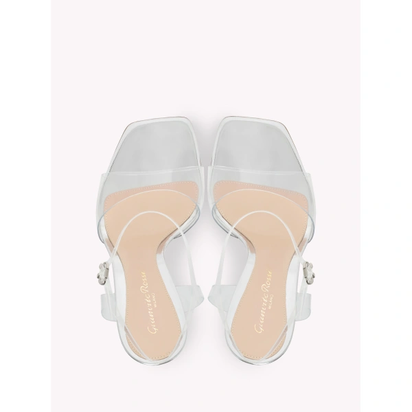 Gianvito Rossi Cher Sandals in Silver Plexi, view 3 | Sandals