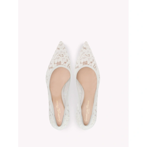 Gianvito Rossi Claudia 85 Pumps in White Lace, view 3 | Pumps