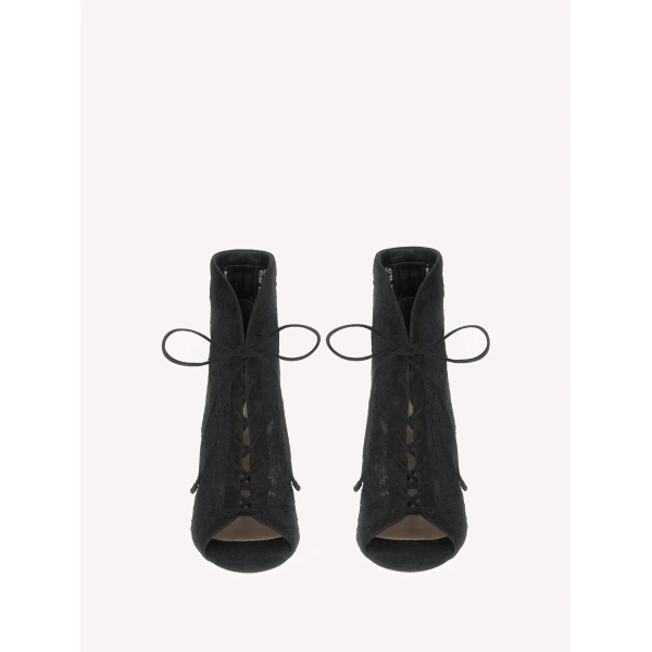 Gianvito Rossi Claudia Ankle Boots in Black Lace, view 3 | Ankle Boots