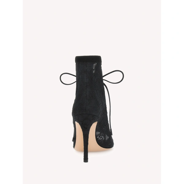 Gianvito Rossi Claudia Ankle Boots in Black Lace, view 4 | Ankle Boots