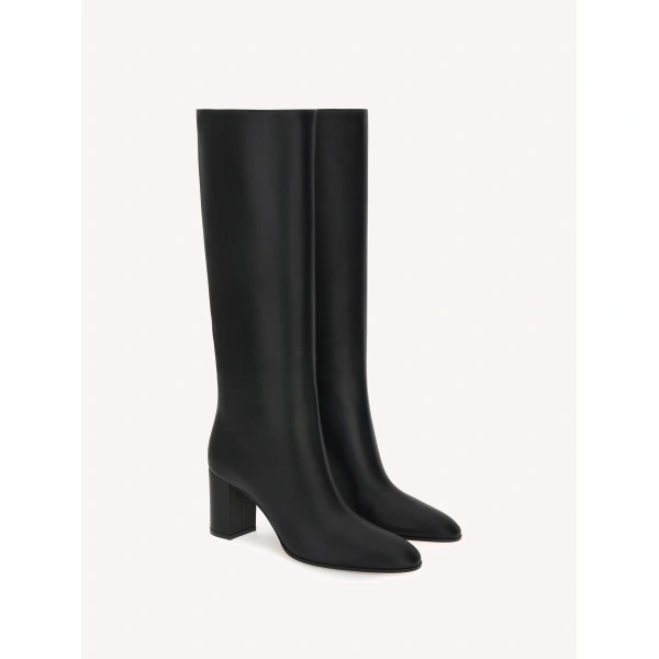 Gianvito Rossi Dana Knee-High Boots in Black Leather, view 2 | Knee-High Boots