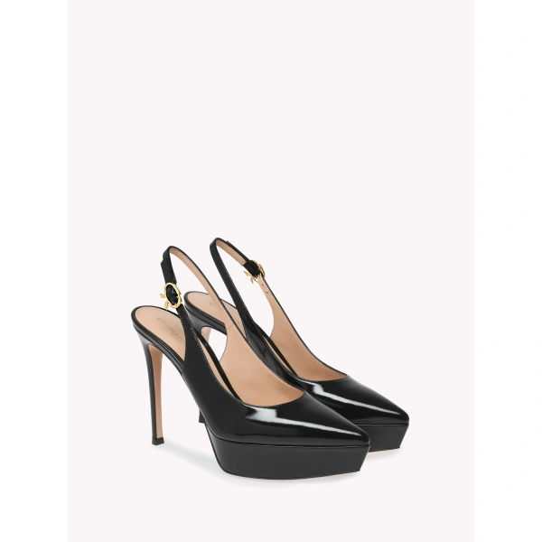 Gianvito Rossi Dasha Slingbacks in Black Glossy Nappa, view 2 | Slingbacks