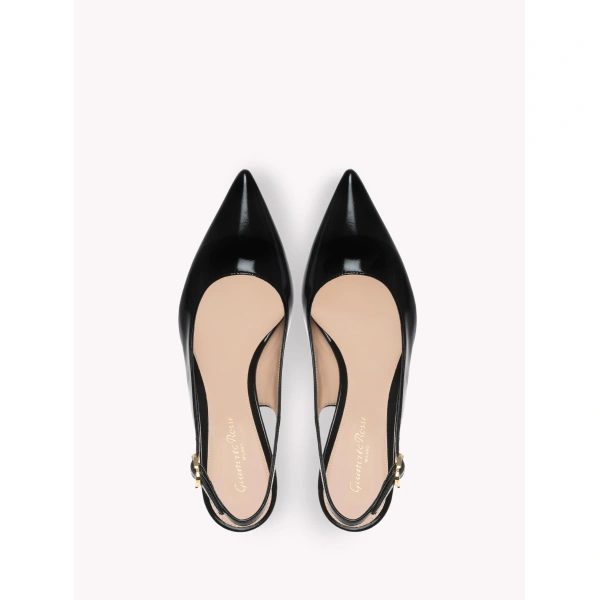 Gianvito Rossi Dasha Slingbacks in Black Glossy Nappa, view 3 | Slingbacks