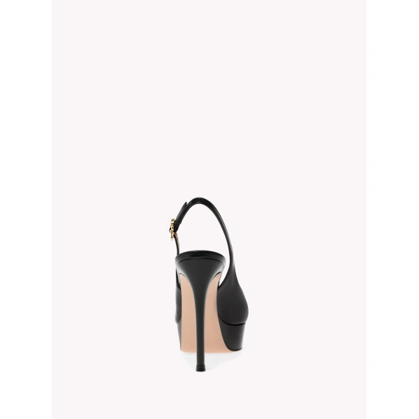 Gianvito Rossi Dasha Slingbacks in Black Glossy Nappa, view 4 | Slingbacks