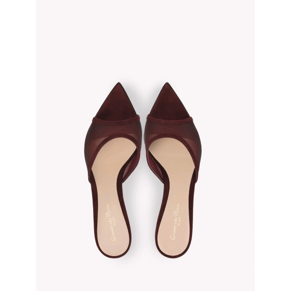 Gianvito Rossi Dorotea 70 Mules in Red Organza, view 3 | Mules