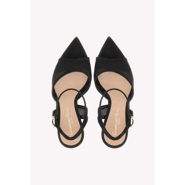 Gianvito Rossi Dorotea Platform Sandals in Black Organza, view 3 | Sandals