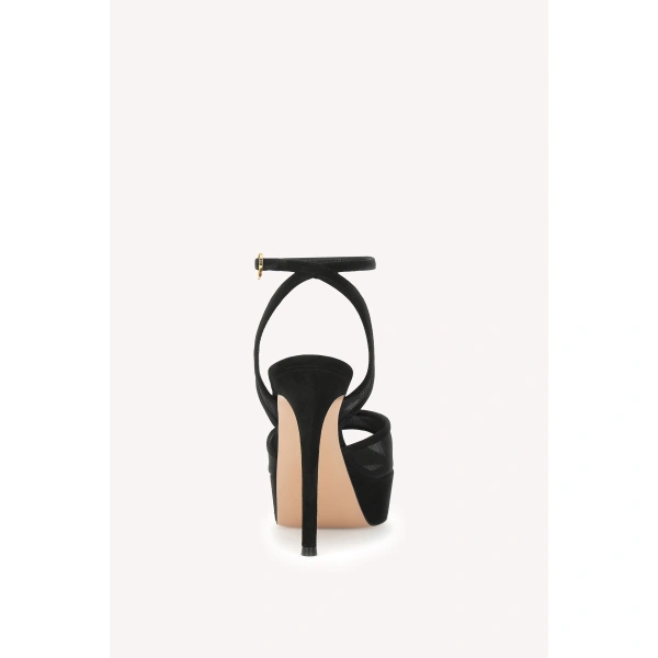 Gianvito Rossi Dorotea Platform Sandals in Black Organza, view 4 | Sandals