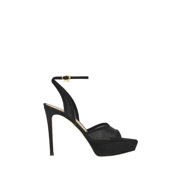 Gianvito Rossi Dorotea Platform Sandals in Black Organza | Sandals