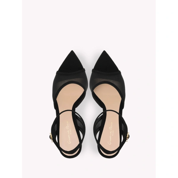 Gianvito Rossi Dorotea Sandals in Black Organza, view 3 | Sandals