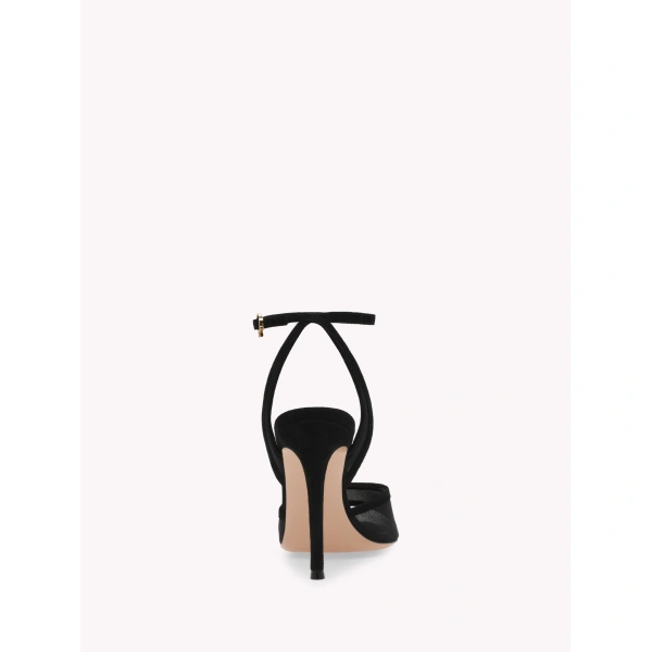 Gianvito Rossi Dorotea Sandals in Black Organza, view 4 | Sandals
