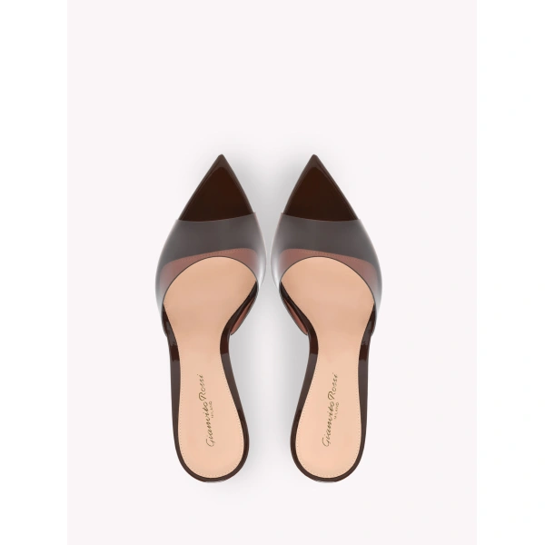 Gianvito Rossi Elle 55 Mules in Brown Plexi, view 3 | Mules