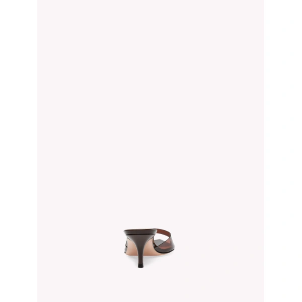 Gianvito Rossi Elle 55 Mules in Brown Plexi, view 4 | Mules