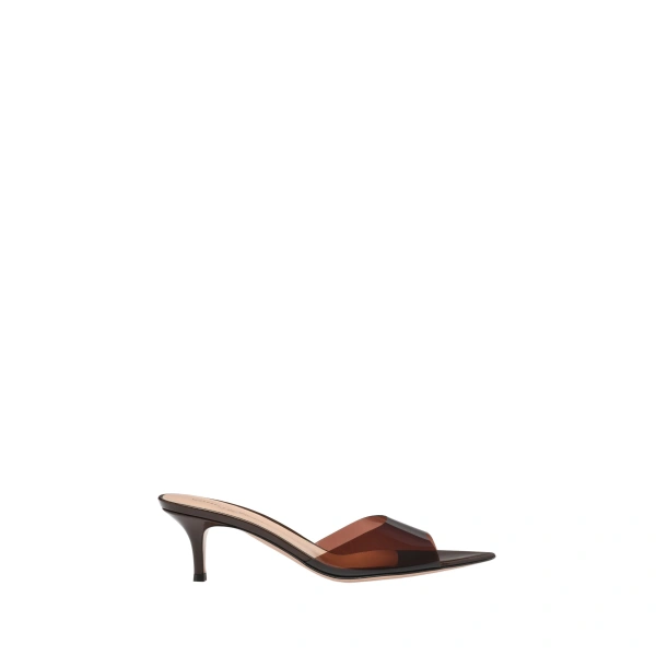 Gianvito Rossi Elle 55 Mules in Brown Plexi | Mules