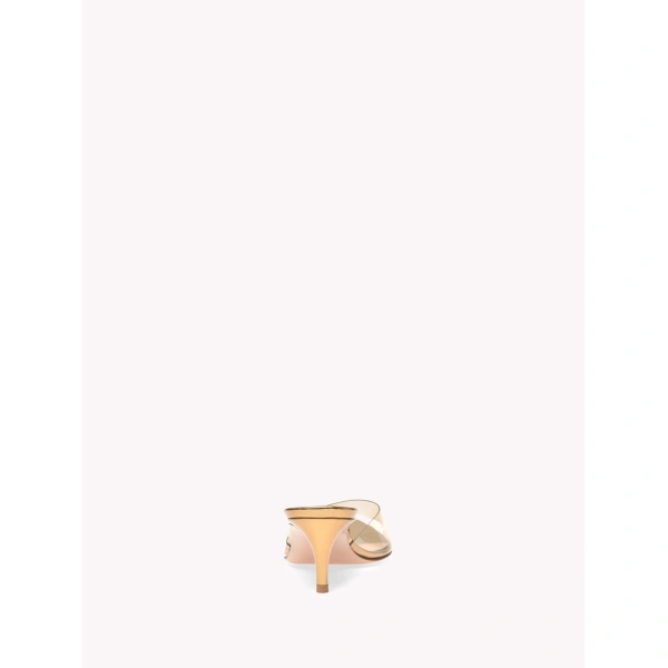 Gianvito Rossi Elle 55 Mules in Gold Plexi, view 4 | Mules