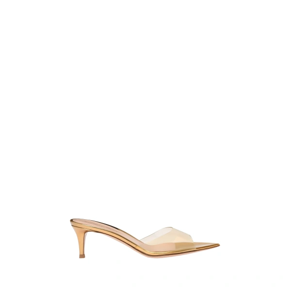 Gianvito Rossi Elle 55 Mules in Gold Plexi | Mules