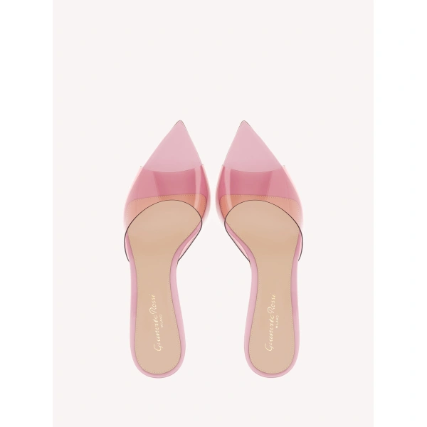 Gianvito Rossi Elle 55 Mules in Pink Plexi, view 3 | Mules