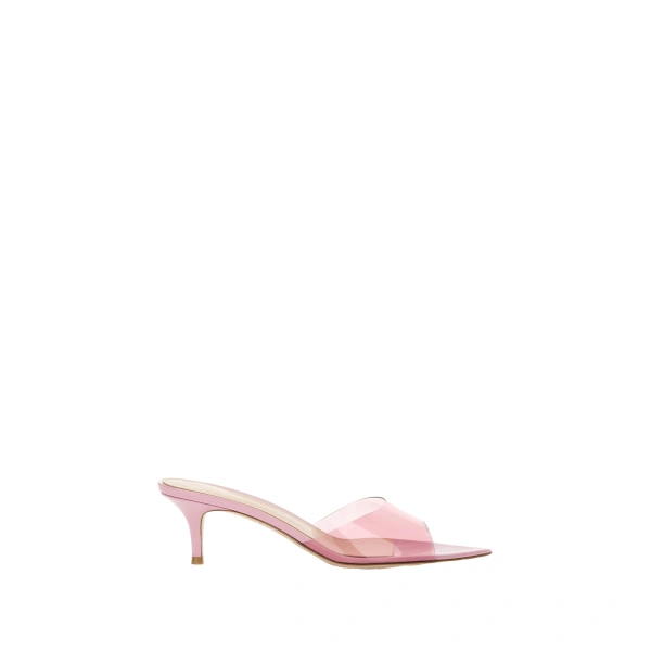Gianvito Rossi Elle 55 Mules in Pink Plexi | Mules