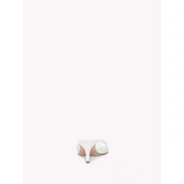 Gianvito Rossi Elle 55 Mules in White Plexi, view 4 | Mules