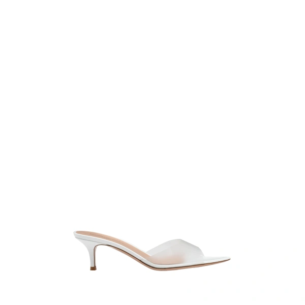 Gianvito Rossi Elle 55 Mules in White Plexi | Mules