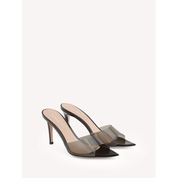 Gianvito Rossi Elle 85 Mules in Black Plexi, view 2 | Mules