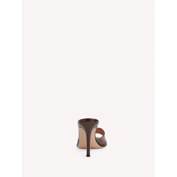Gianvito Rossi Elle 85 Mules in Brown Plexi, view 4 | Mules