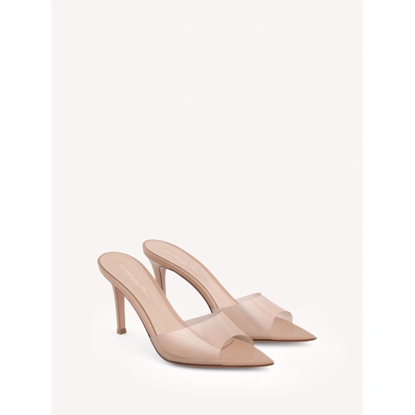 Gianvito Rossi Elle 85 Mules in Nude Plexi, view 2 | Mules