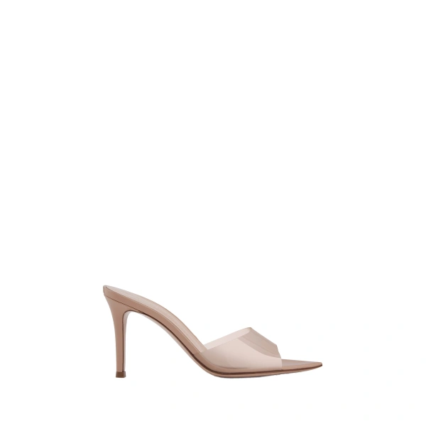 Gianvito Rossi Elle 85 Mules in Nude Plexi | Mules