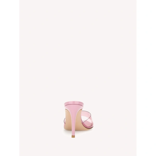 Gianvito Rossi Elle 85 Mules in Pink Plexi, view 4 | Mules