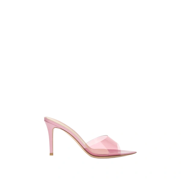 Gianvito Rossi Elle 85 Mules in Pink Plexi | Mules