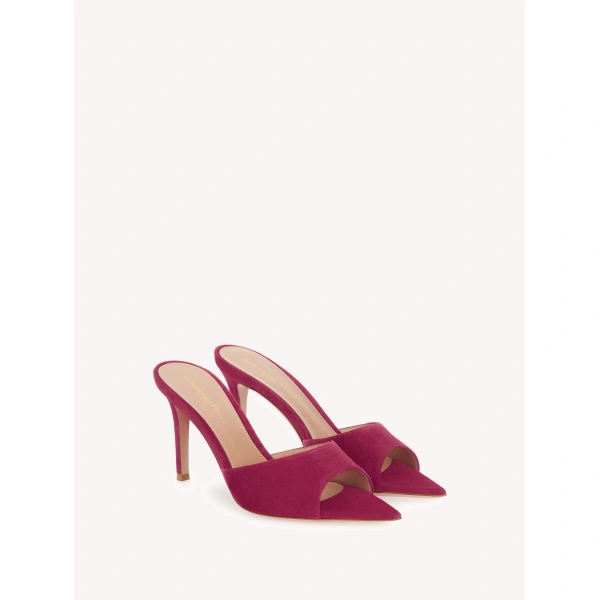 Gianvito Rossi Elle 85 Mules in Pink Suede, view 2 | Mules