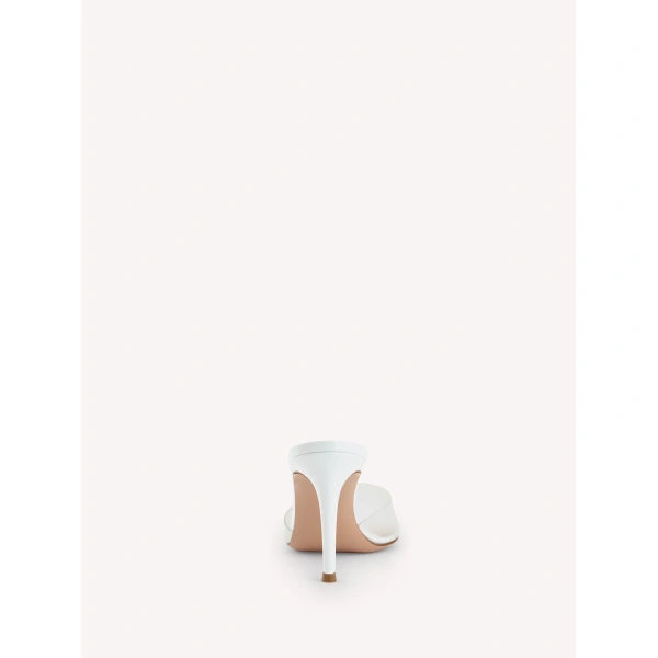 Gianvito Rossi Elle 85 Mules in White Plexi, view 4 | Mules