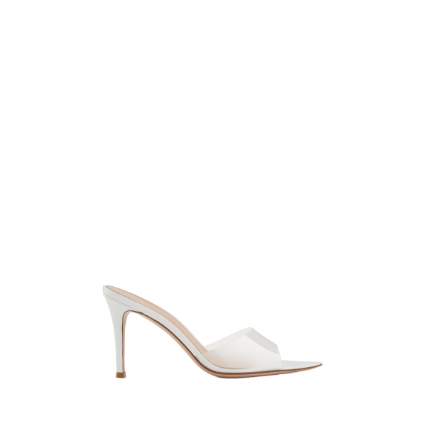 Gianvito Rossi Elle 85 Mules in White Plexi | Mules