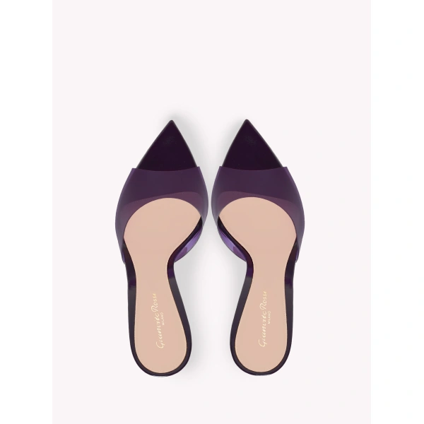 Gianvito Rossi Elle Sandals in Purple Plexi, view 3 | Sandals