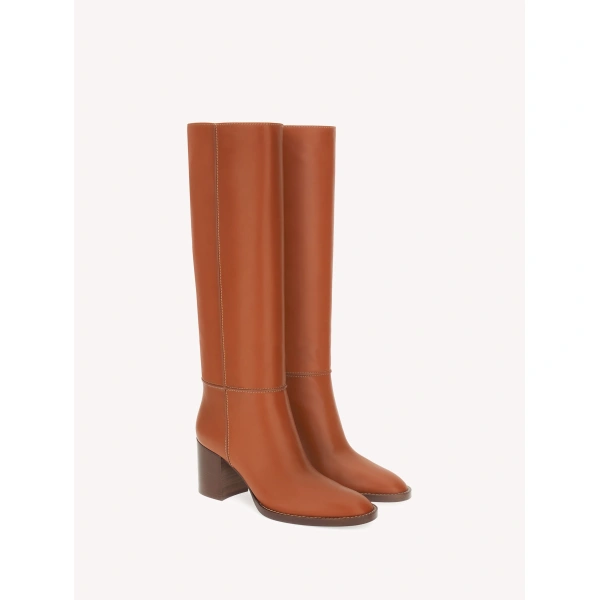 Gianvito Rossi Étrier Knee-High Boots in Brown Leather, view 2 | Knee-High Boots