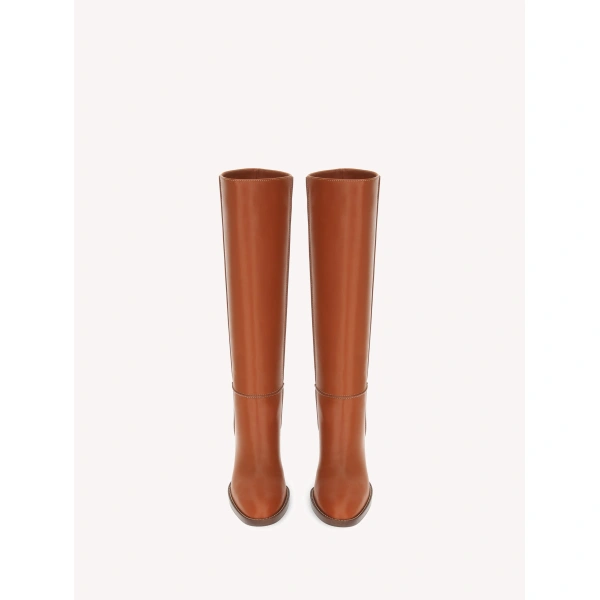 Gianvito Rossi Étrier Knee-High Boots in Brown Leather, view 3 | Knee-High Boots
