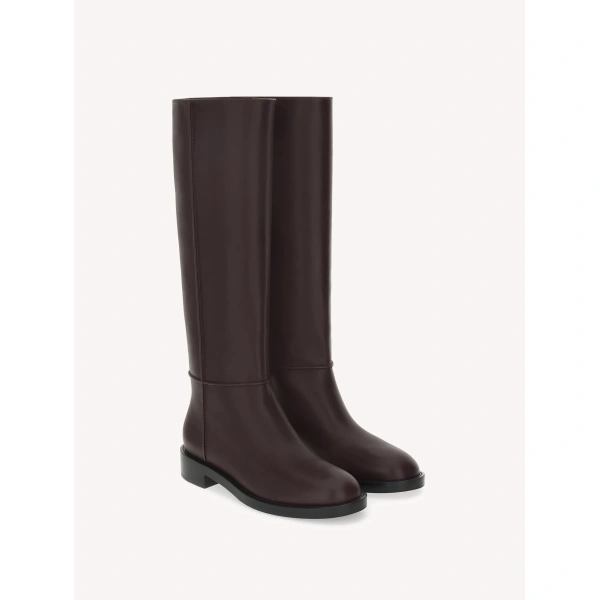 Gianvito Rossi Étrier Knee-High Boots in Burgundy Leather, view 2 | Knee-High Boots